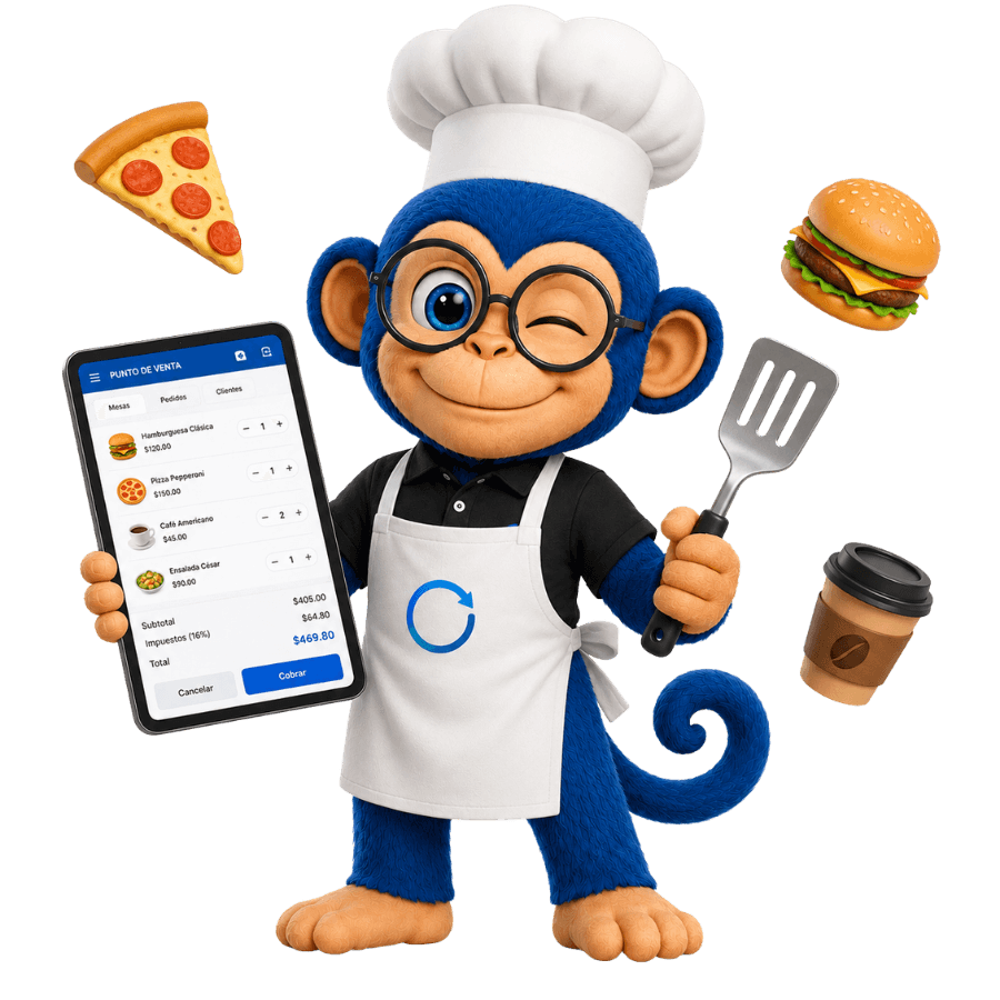 Suma vestido de cocinero usando el ERP de restaurante en su tablet: comandas, caja e inventario